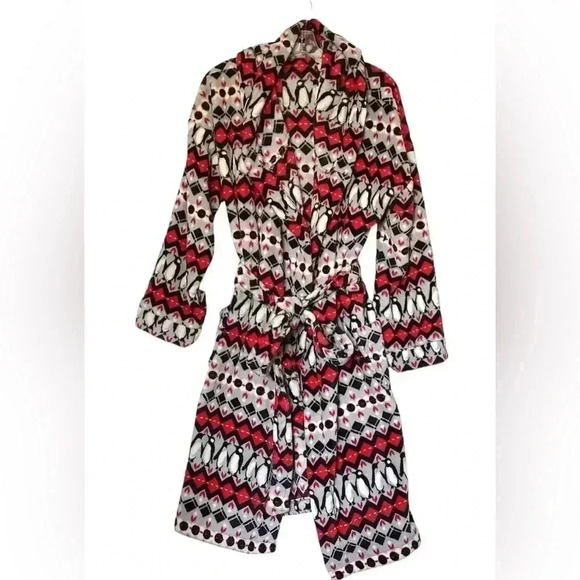 Vera Bradley NWT Size 2X/3X Soft Fleece Robe Penguin Print  checkered Pattern - Picture 1 of 11